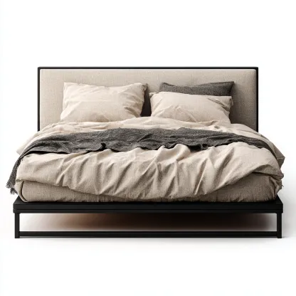 Lit 2 places tissu 200x180x95 cm - beige - pour chambre - design moderne-Nicheoliq