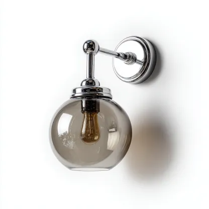 Applique murale métal-verre 17x12x24 cm - argent-gris fumé - pour salon-chambre - design moderne-Nicheoliq