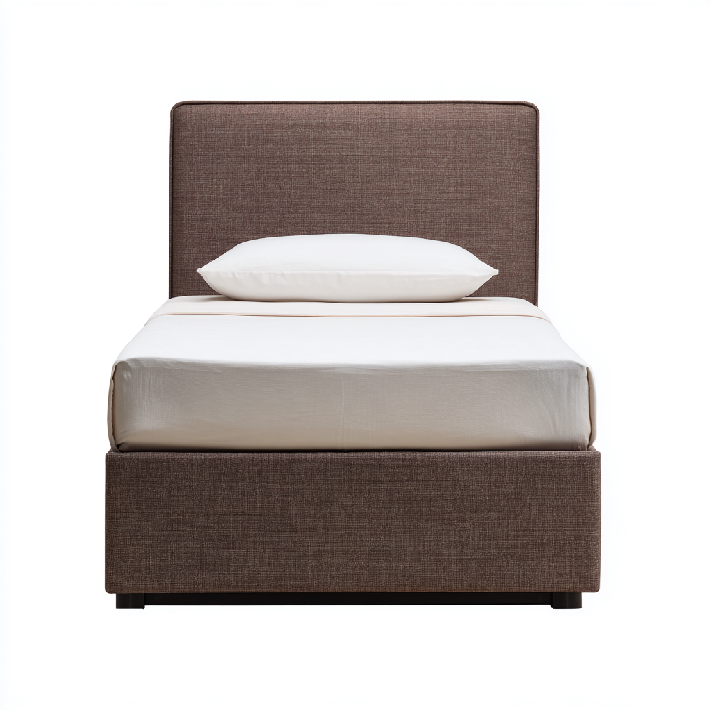 Lit 1 place tissu 200x90x110 cm - brun - design moderne - adapté à la chambre-Nicheoliq