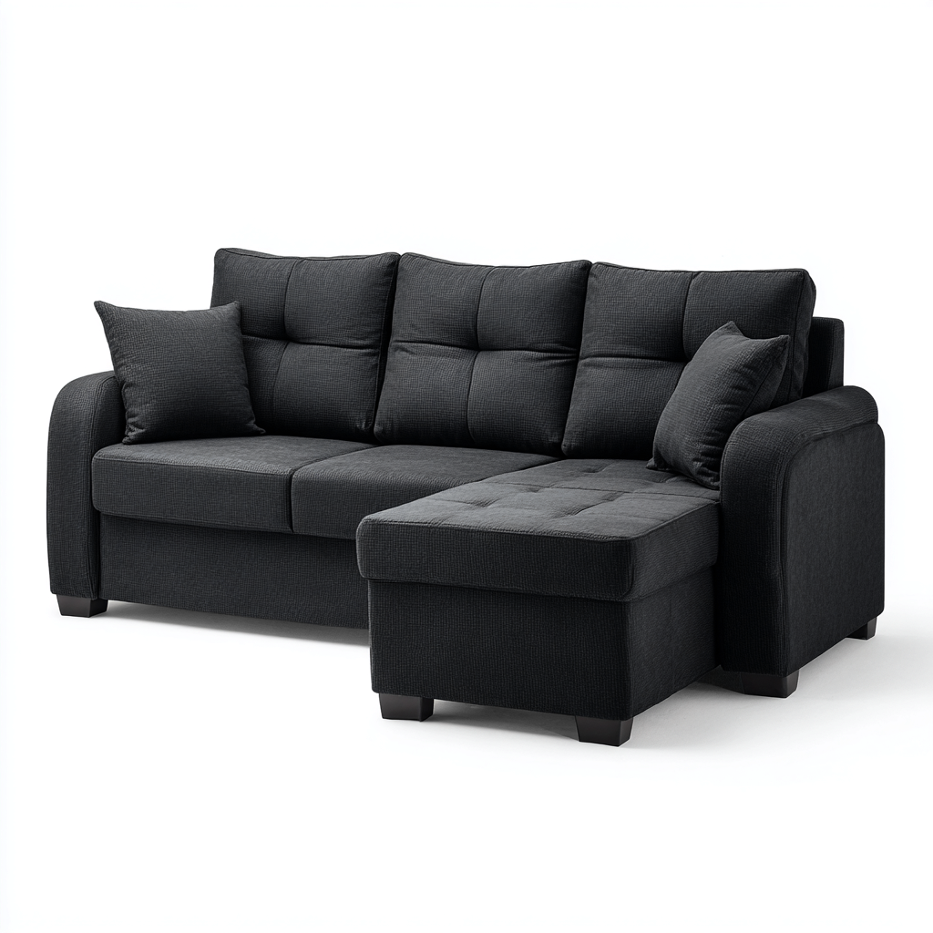 Canapé d'angle tissu 245x155x90 cm - noir - design moderne pour salon-Nicheoliq