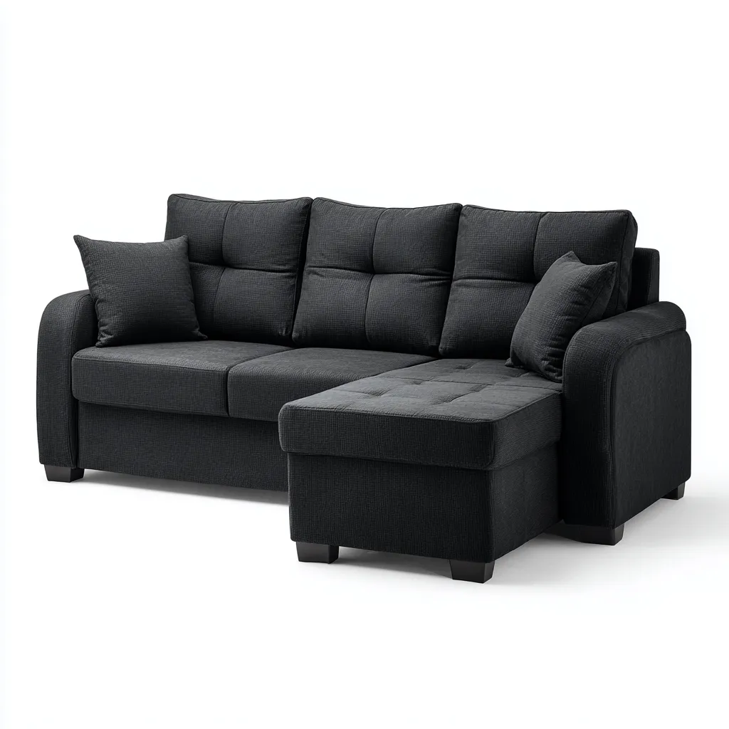 Canapé d'angle tissu 245x155x90 cm - noir - design moderne pour salon-Nicheoliq