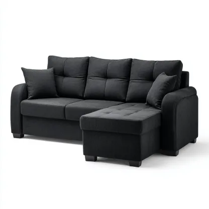 Canapé d'angle tissu 245x155x90 cm - noir - design moderne pour salon-Nicheoliq