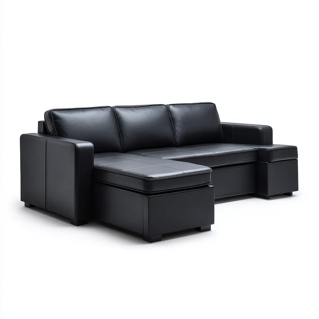 Canapé d'angle cuir synthétique 255x160x88 cm - noir - design moderne pour salon-Nicheoliq