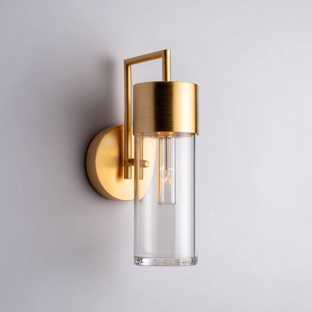 Applique murale - métal et verre 16x10x24 cm - transparent-or - pour salon-chambre-couloir - design moderne-Nicheoliq