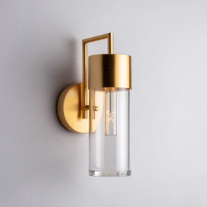 Applique murale - métal et verre 16x10x24 cm - transparent-or - pour salon-chambre-couloir - design moderne-Nicheoliq