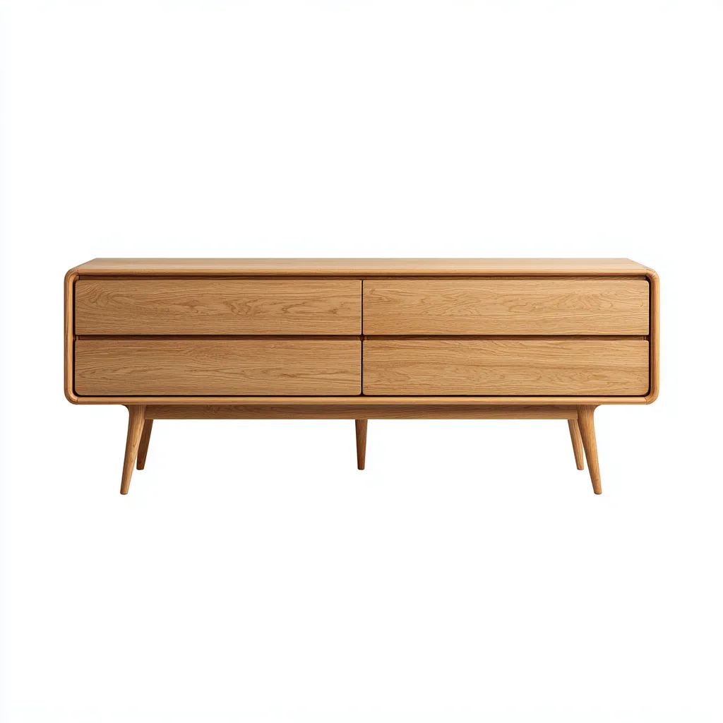 Meuble TV en bois massif 170x45x70 cm - chêne naturel - style scandinave pour salon-Nicheoliq