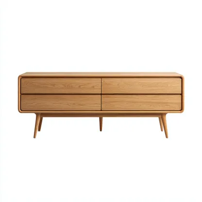 Meuble TV en bois massif 170x45x70 cm - chêne naturel - style scandinave pour salon-Nicheoliq