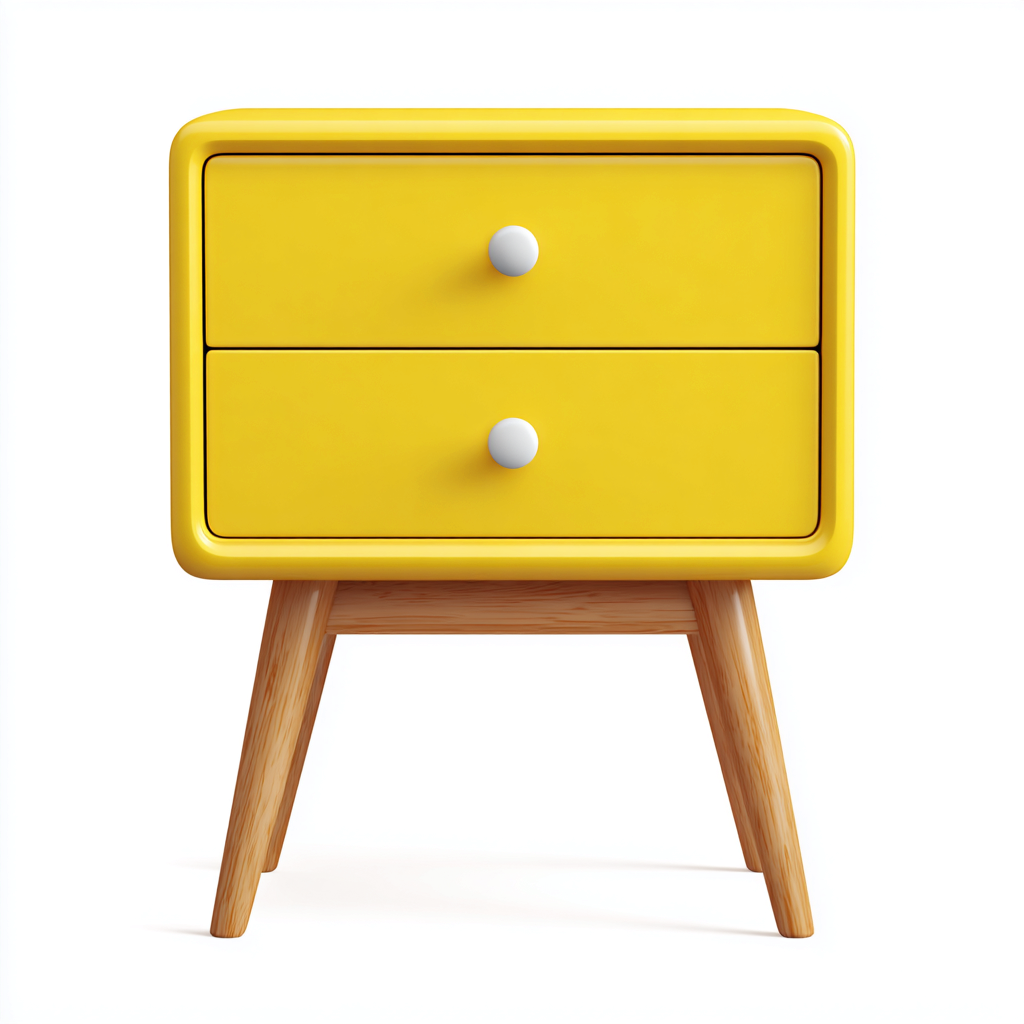 Table de chevet bois MDF 40x35x55 cm - jaune - style moderne - adaptée à la chambre-Nicheoliq
