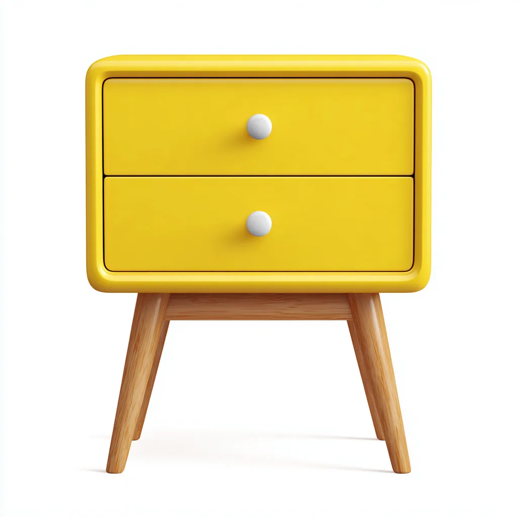 Table de chevet bois MDF 40x35x55 cm - jaune - style moderne - adaptée à la chambre-Nicheoliq