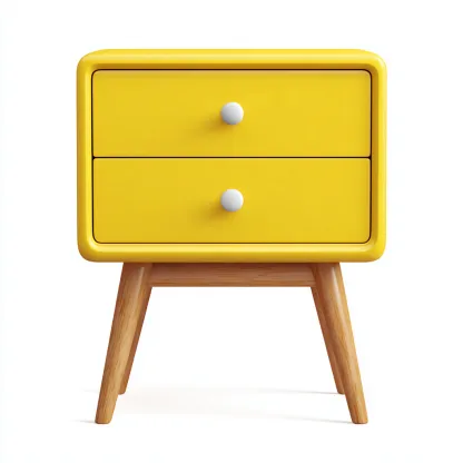 Table de chevet bois MDF 40x35x55 cm - jaune - style moderne - adaptée à la chambre-Nicheoliq