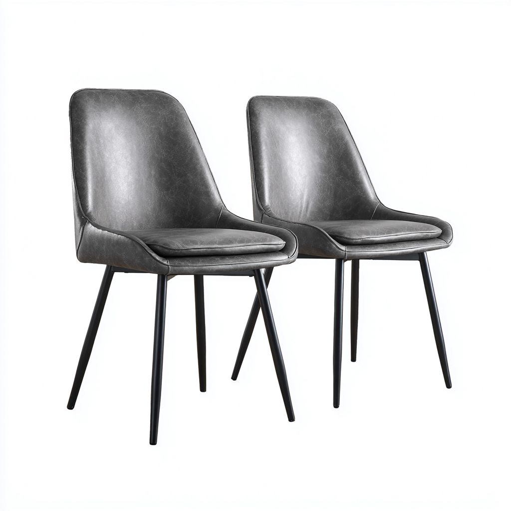 Chaise de salle à manger simili cuir 48x55x84 cm - gris clair - design moderne pour salle à manger-Nicheoliq