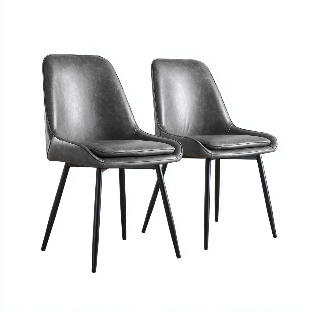 Chaise de salle à manger simili cuir 48x55x84 cm - gris clair - design moderne pour salle à manger-Nicheoliq