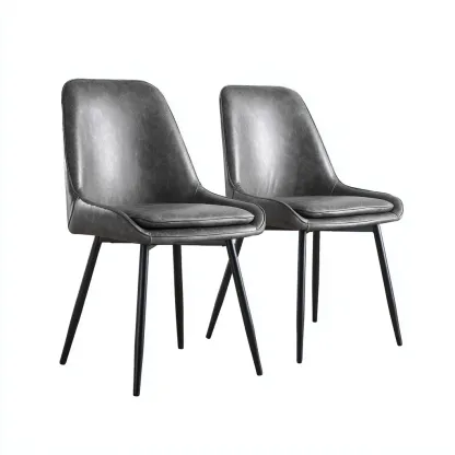 Chaise de salle à manger simili cuir 48x55x84 cm - gris clair - design moderne pour salle à manger-Nicheoliq