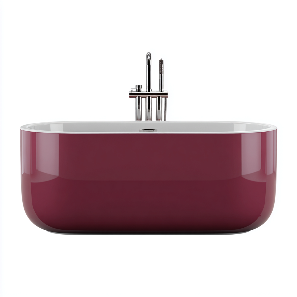 Baignoire autoportante en acrylique 170x80x60 cm - rouge-blanc - design moderne - adaptée à la salle de bain-Nicheoliq