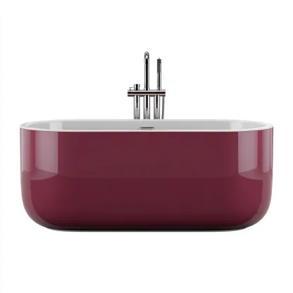 Baignoire autoportante en acrylique 170x80x60 cm - rouge-blanc - design moderne - adaptée à la salle de bain-Nicheoliq