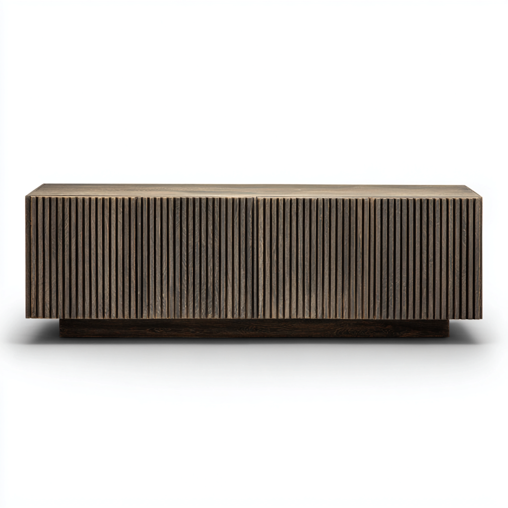 Meuble TV en bois MDF 200x45x65 cm bois foncé pour salon - style moderne-Nicheoliq