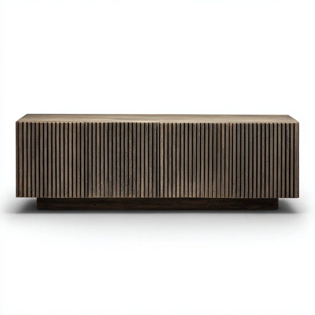 Meuble TV en bois MDF 200x45x65 cm bois foncé pour salon - style moderne-Nicheoliq