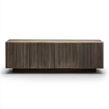 Meuble TV en bois MDF 200x45x65 cm bois foncé pour salon - style moderne-Nicheoliq