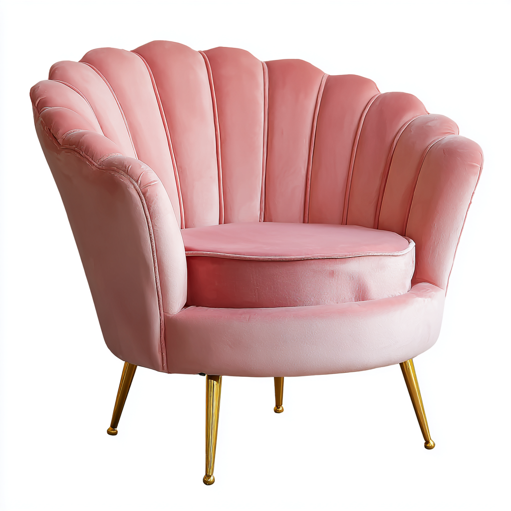 Fauteuil velours 78x75x82 cm rose style moderne pour salon-Nicheoliq