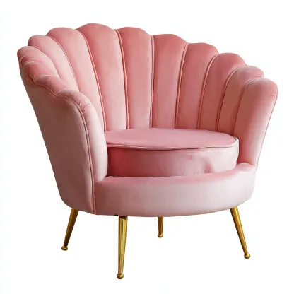 Fauteuil velours 78x75x82 cm rose style moderne pour salon-Nicheoliq