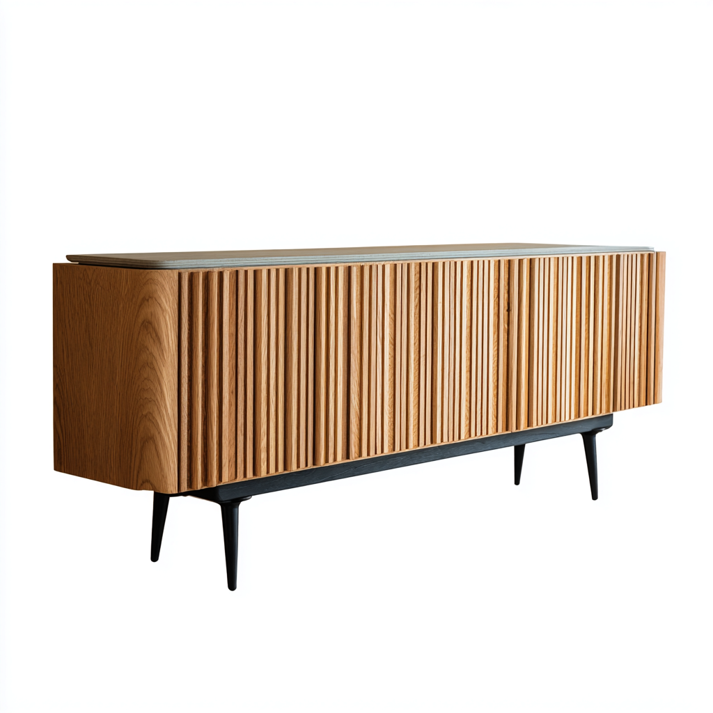 Meuble TV en bois MDF 180x45x75 cm bois clair-noir pour salon - style moderne-Nicheoliq