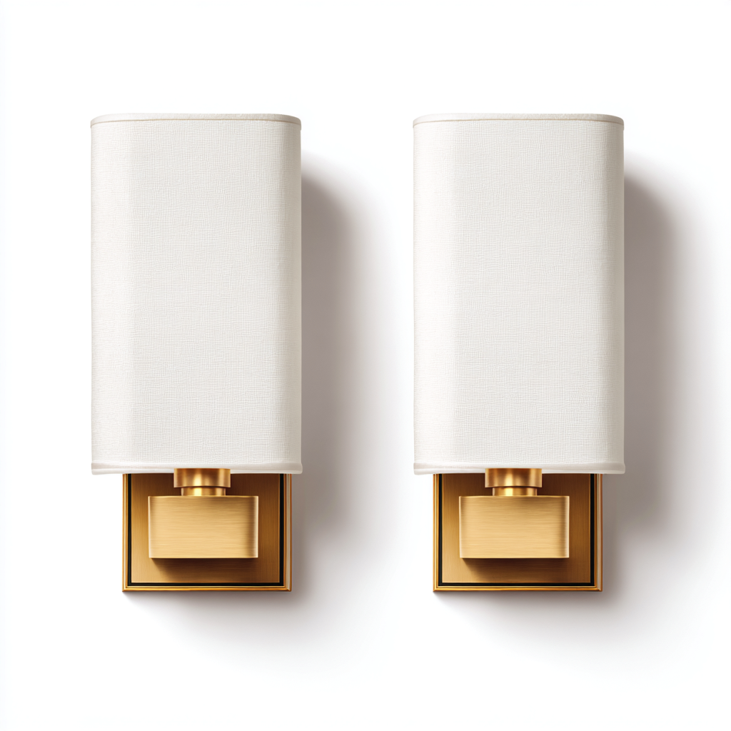 Applique murale - métal et abat-jour tissu 12x12x28 cm - blanc-or - pour salon-chambre-couloir - design moderne-Nicheoliq