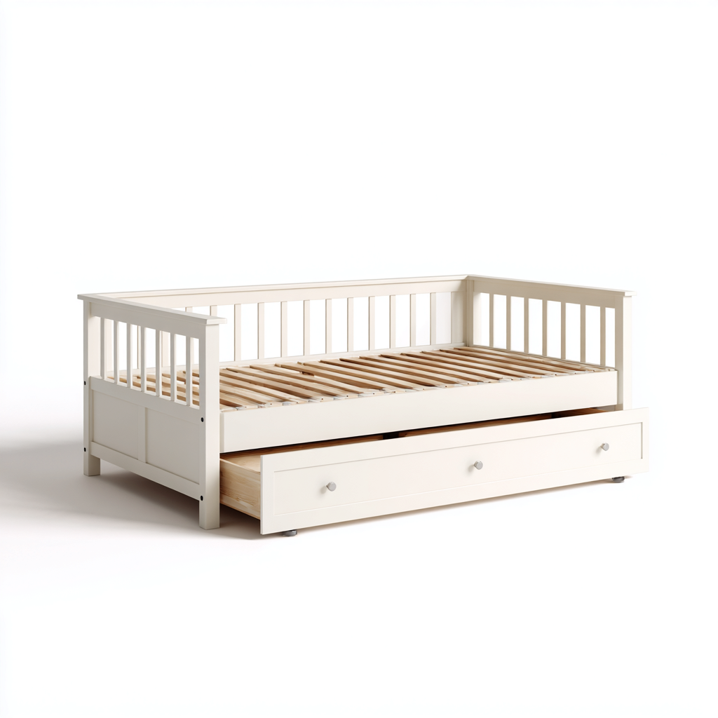 Canapé-lit en bois avec tiroir de rangement 200x90x95 cm - blanc - style classique - adapté à la chambre-Nicheoliq