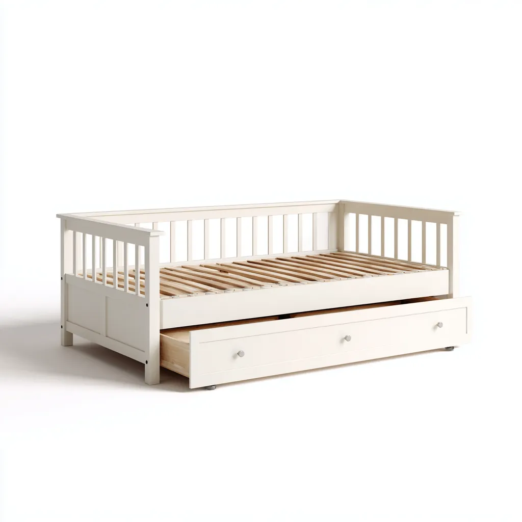 Canapé-lit en bois avec tiroir de rangement 200x90x95 cm - blanc - style classique - adapté à la chambre-Nicheoliq