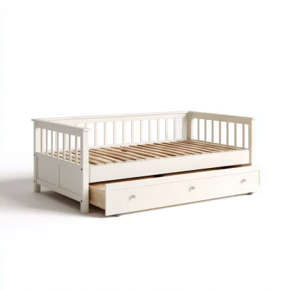 Canapé-lit en bois avec tiroir de rangement 200x90x95 cm - blanc - style classique - adapté à la chambre-Nicheoliq