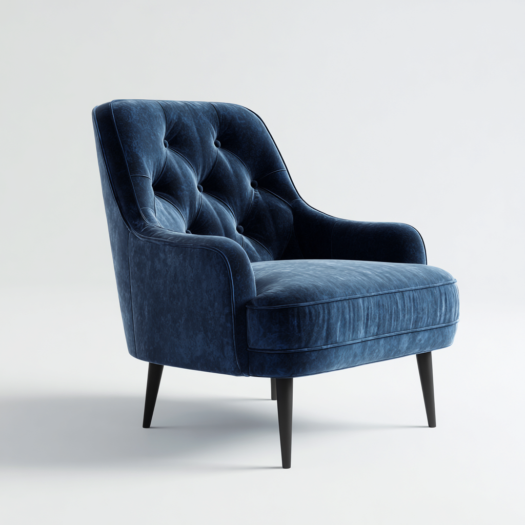 Fauteuil tissu 80x75x85 cm - bleu foncé - design moderne pour salon-Nicheoliq