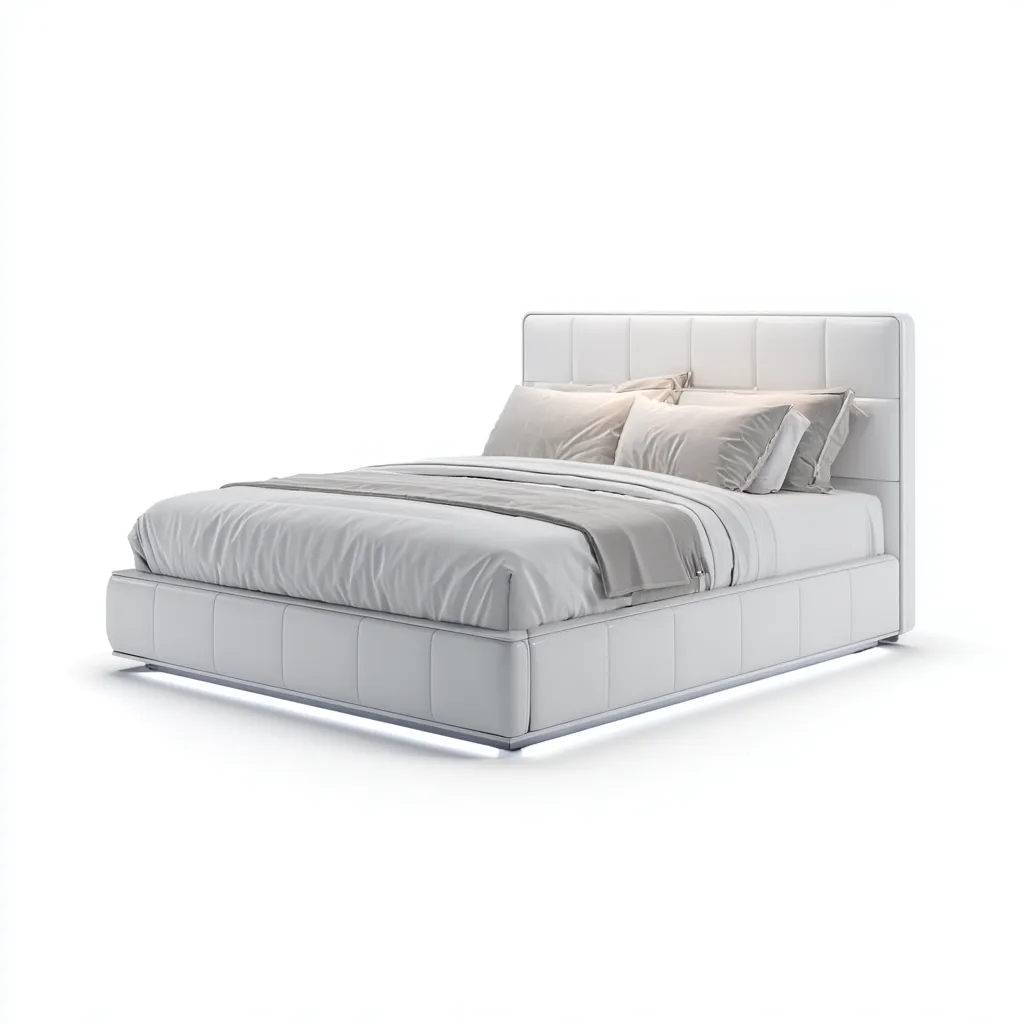 Lit 2 places cuir 200x180x95 cm - blanc - pour chambre - style moderne-Nicheoliq