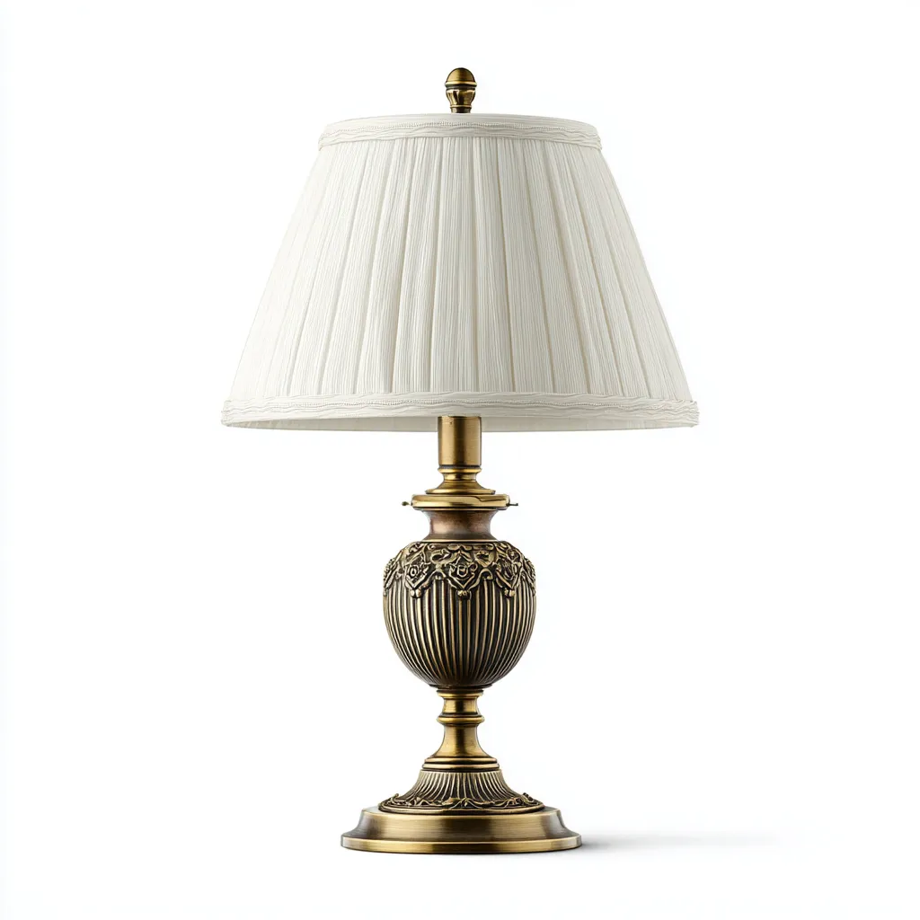 Lampe de table en métal 27x27x50 cm - laiton antique-blanc - style classique adapté au salon-Nicheoliq