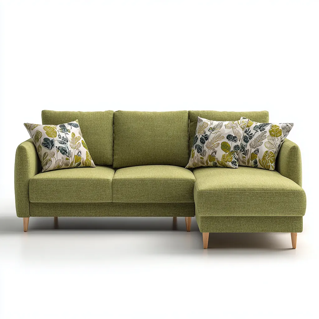 Canapé d'angle tissu 265x160x85 cm - vert - style contemporain pour salon-Nicheoliq