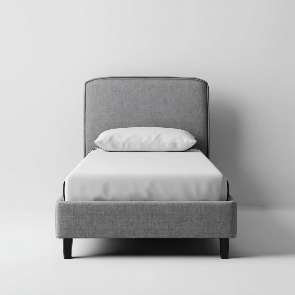 Lit 1 place tissu 200x90x108 cm - gris - design moderne - adapté à la chambre-Nicheoliq