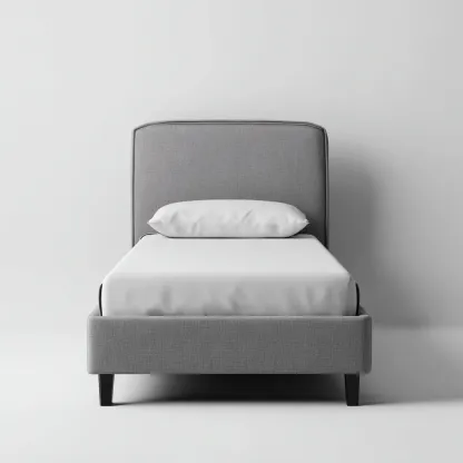 Lit 1 place tissu 200x90x108 cm - gris - design moderne - adapté à la chambre-Nicheoliq