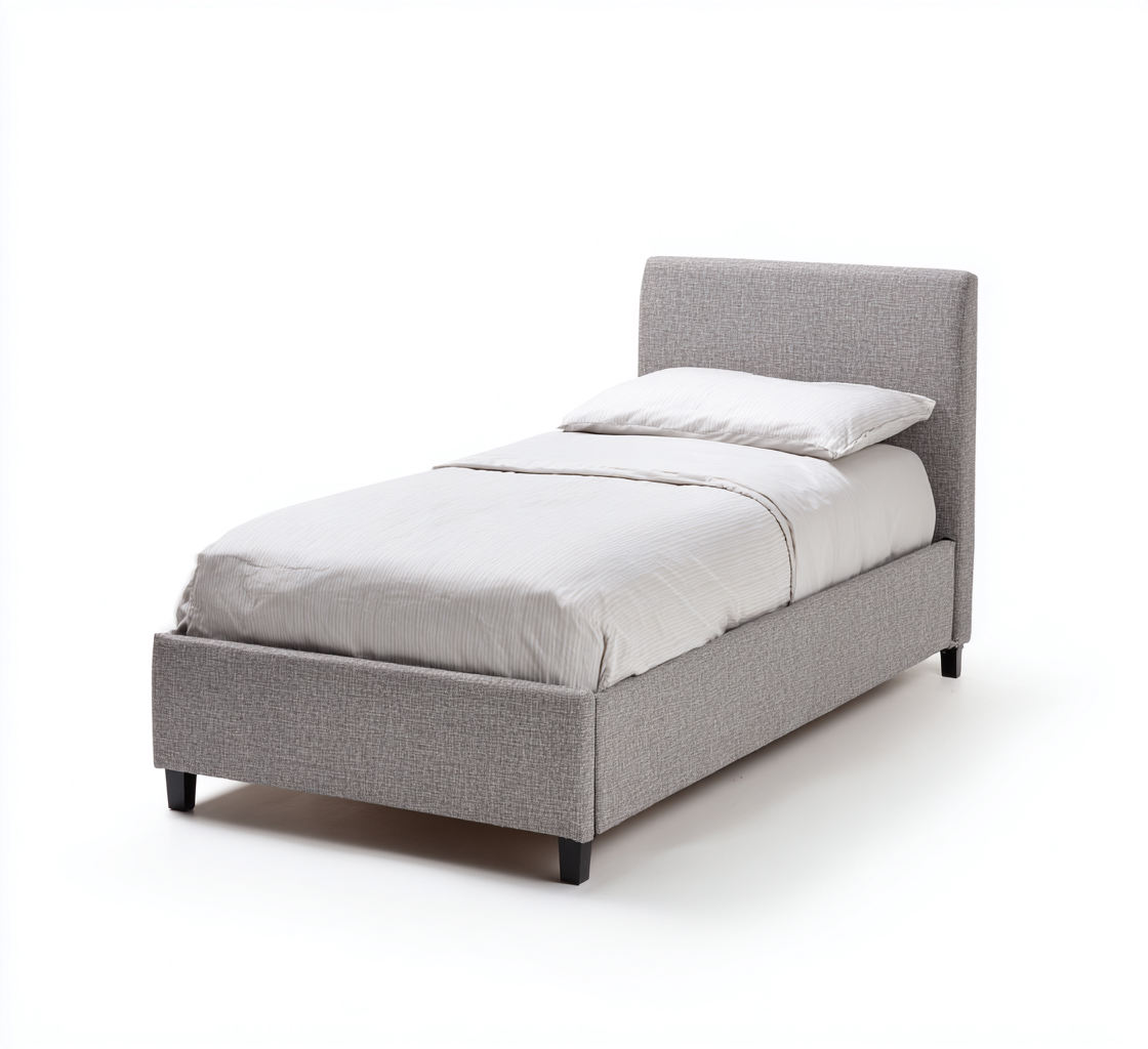 Lit 1 place tissu 200x90x105 cm - gris - design moderne - adapté à la chambre-Nicheoliq