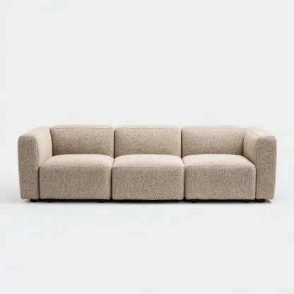 Canapé 3 places tissu 225x90x76 cm - beige - pour salon - design moderne-Nicheoliq