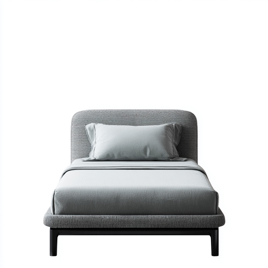 Lit 1 place tissu 200x90x102 cm - gris - design moderne - adapté à la chambre-Nicheoliq