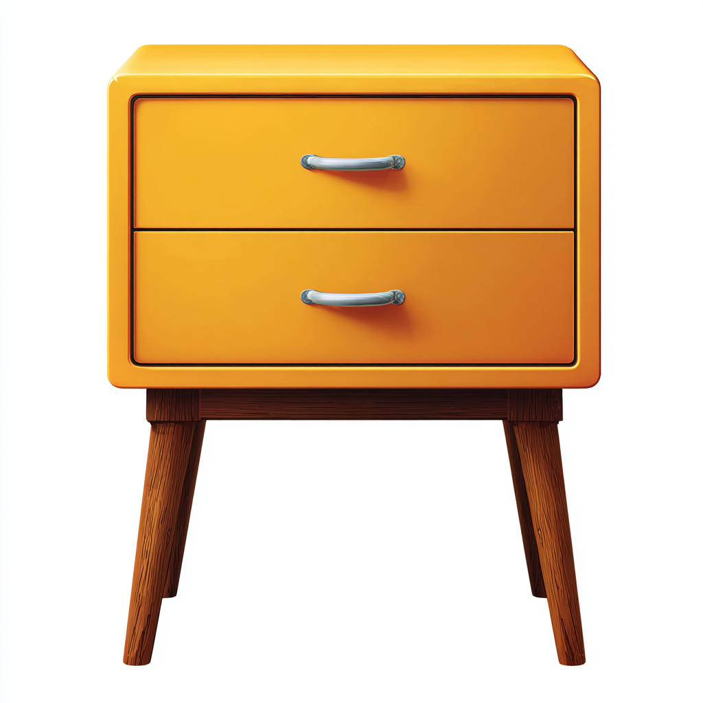 Table de chevet bois MDF 45x35x55 cm orange pour chambre - style moderne-Nicheoliq