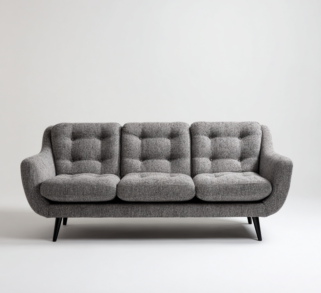 Canapé 3 places tissu 215x85x88 cm - gris - pour salon - design moderne-Nicheoliq