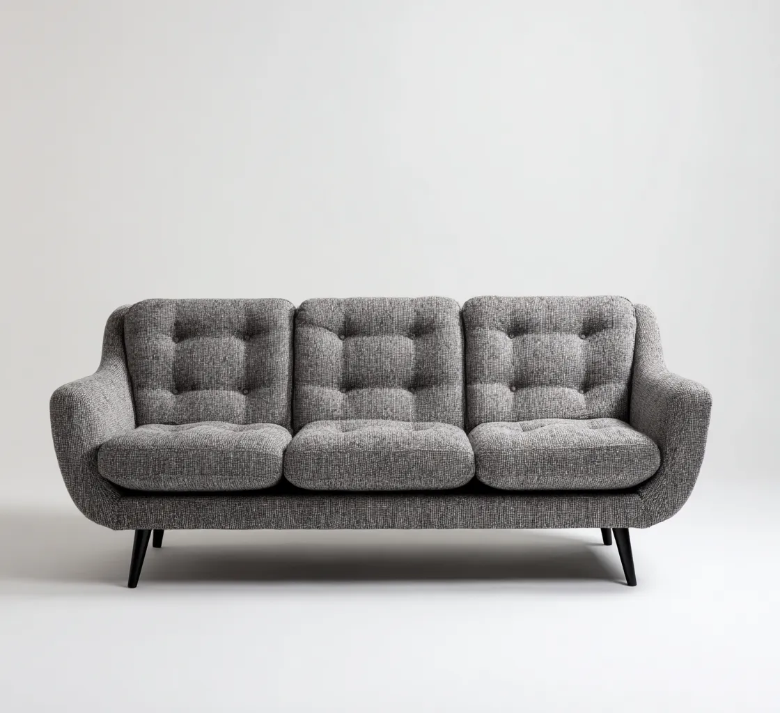 Canapé 3 places tissu 215x85x88 cm - gris - pour salon - design moderne-Nicheoliq