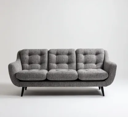 Canapé 3 places tissu 215x85x88 cm - gris - pour salon - design moderne-Nicheoliq