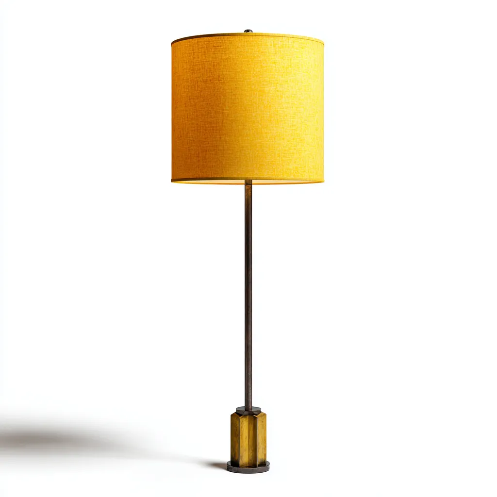 Lampadaire métal et tissu 34x34x155 cm jaune-noir - design contemporain pour salon-Nicheoliq