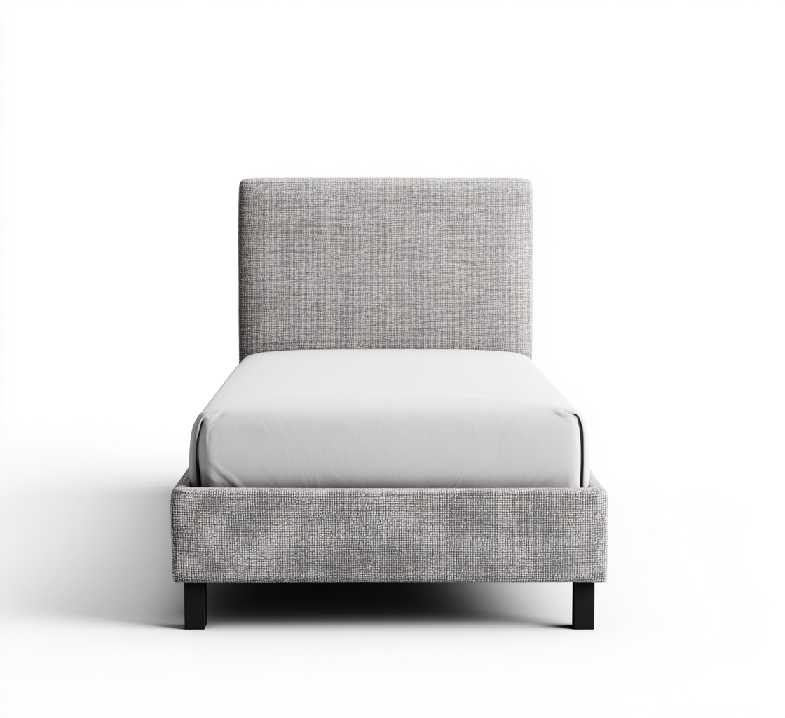 Lit 1 place tissu 200x90x105 cm - gris clair - design moderne - adapté à la chambre-Nicheoliq