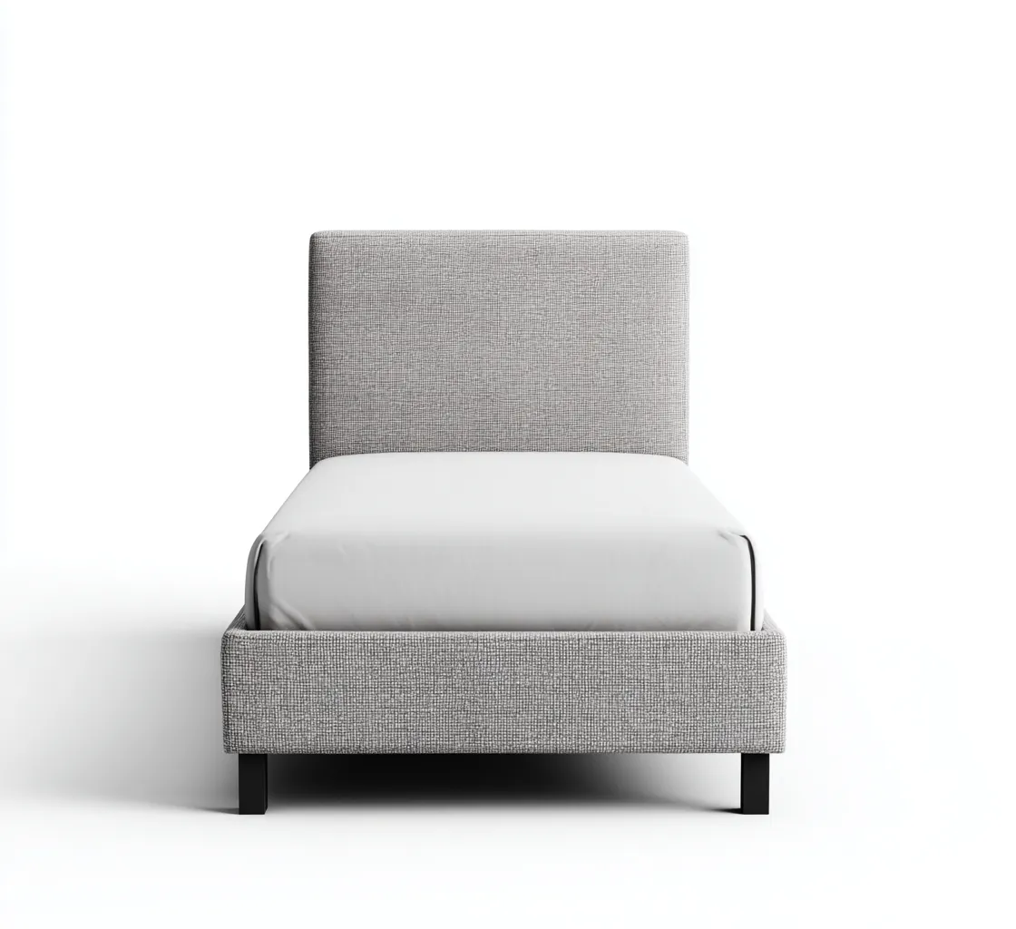 Lit 1 place tissu 200x90x105 cm - gris clair - design moderne - adapté à la chambre-Nicheoliq