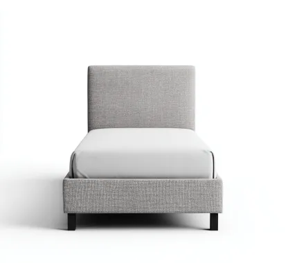 Lit 1 place tissu 200x90x105 cm - gris clair - design moderne - adapté à la chambre-Nicheoliq