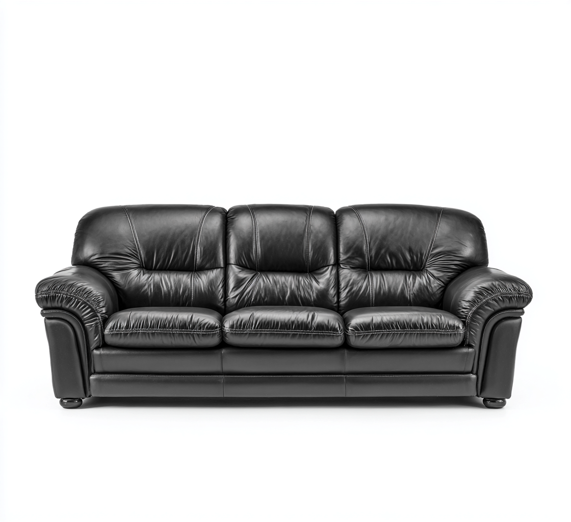 Canapé 3 places cuir 216x93x90 cm - noir - design classique - pour salon-Nicheoliq