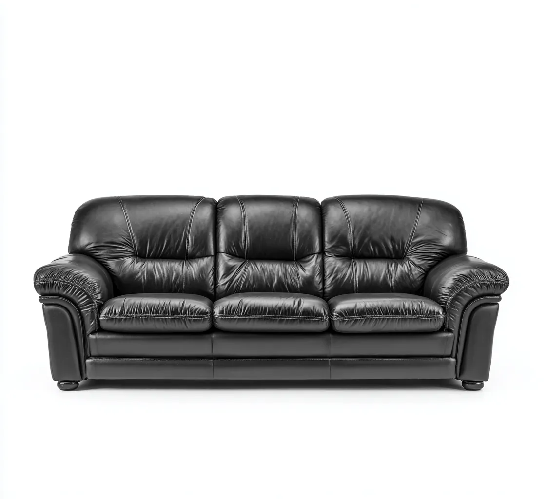 Canapé 3 places cuir 216x93x90 cm - noir - design classique - pour salon-Nicheoliq