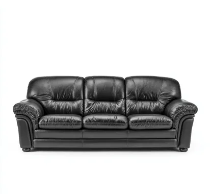 Canapé 3 places cuir 216x93x90 cm - noir - design classique - pour salon-Nicheoliq