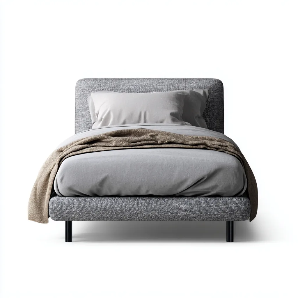 Lit 1 place tissu 200x90x100 cm - gris - design moderne - adapté à la chambre-Nicheoliq